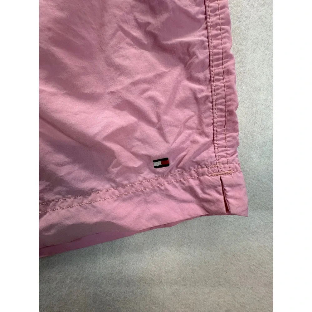 Tommy Hilfiger Mens Pink Navy Colorblock Swim Trunks Medium Drawstring Shorts